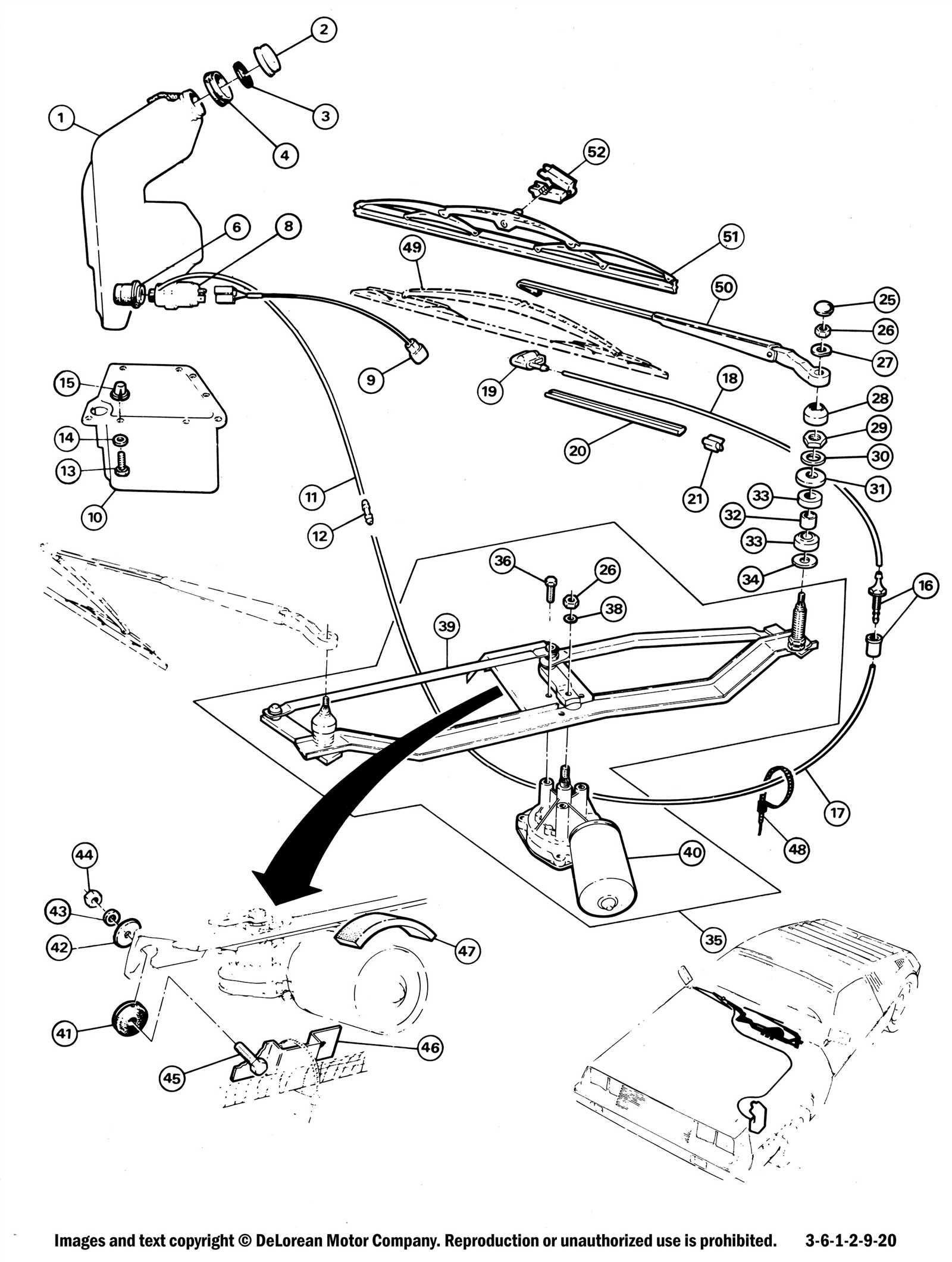 windshield wiper parts diagram