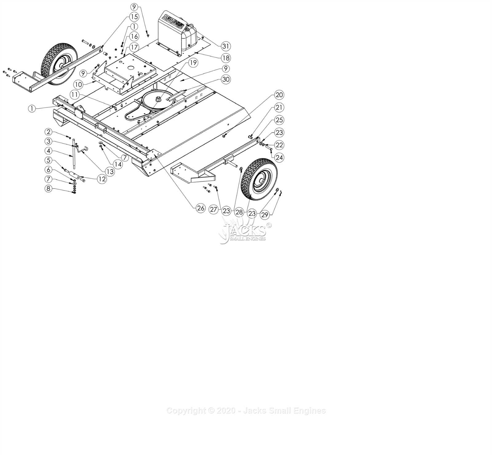 swisher 44 pull behind mower parts diagram