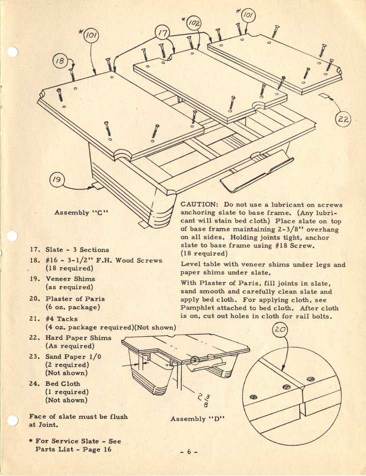 pool table parts diagram