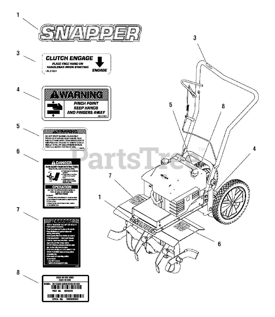 earthquake tiller parts diagram