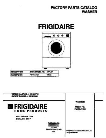 frigidaire washing machine parts diagram