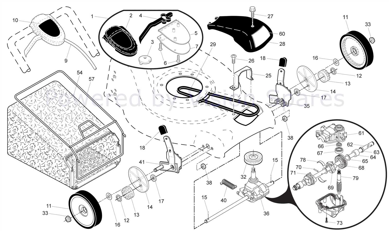 husqvarna self propelled mower parts diagram