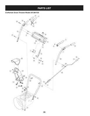 24 inch craftsman snowblower parts diagram