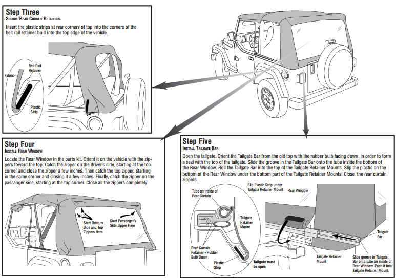 bestop soft top parts diagram