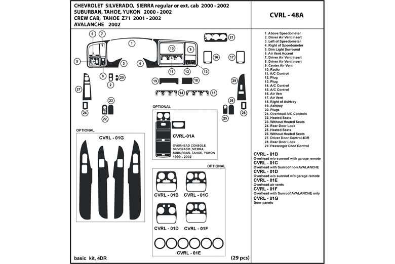 chevrolet avalanche parts diagram