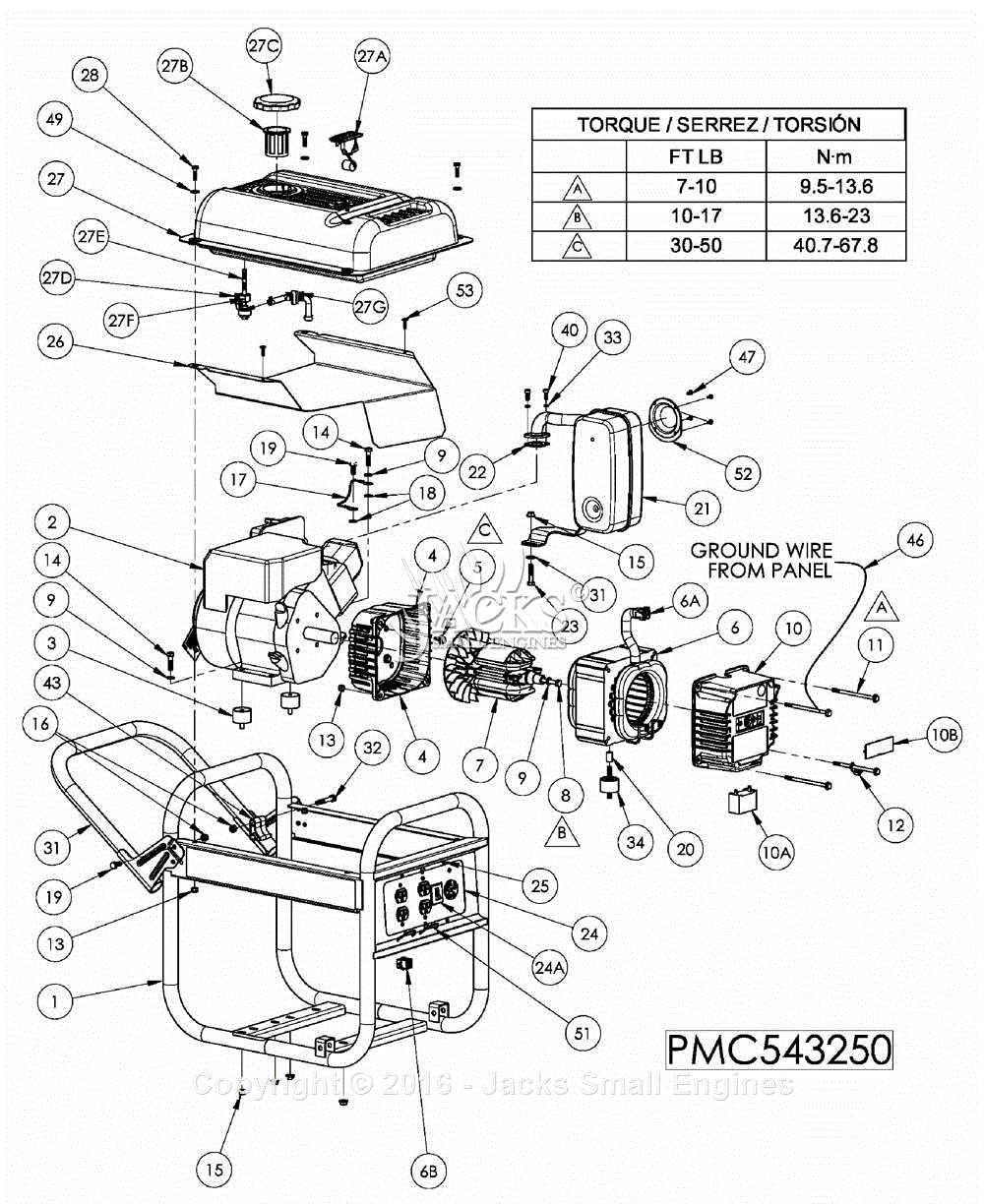 coleman powermate 6250 parts diagram