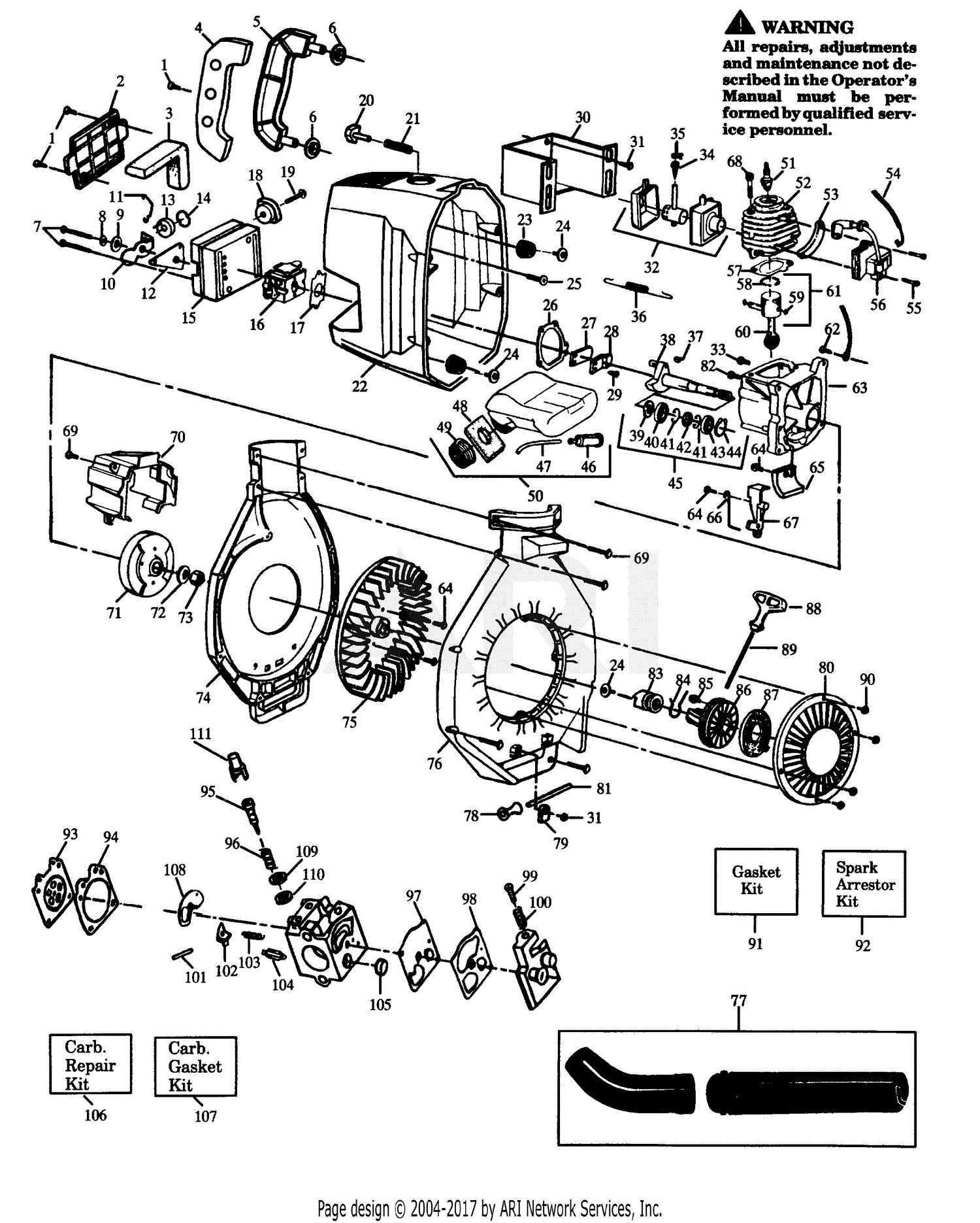 craftsman 25cc gas blower parts diagram