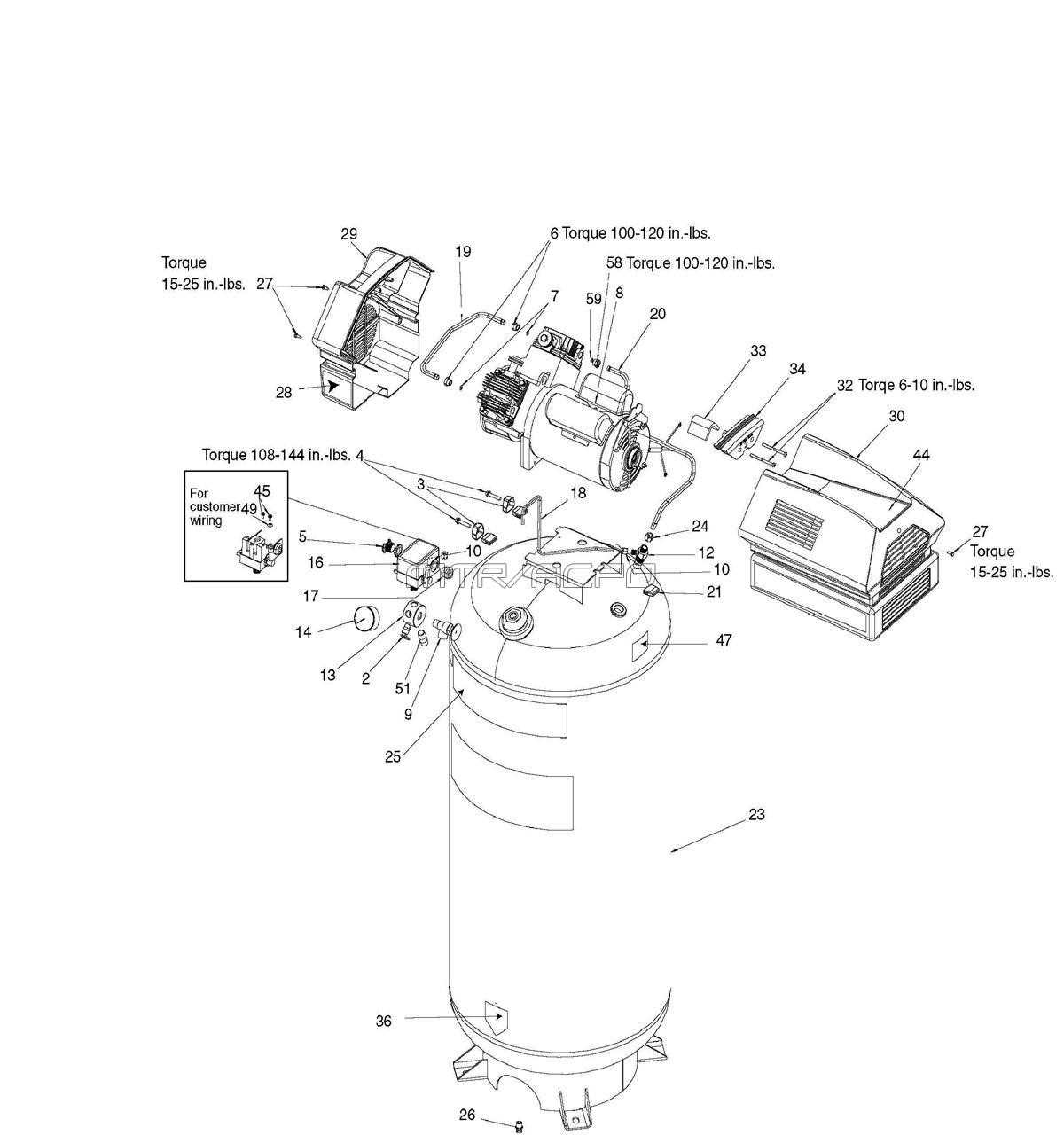 craftsman 33 gallon air compressor parts diagram