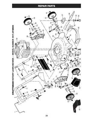 craftsman push lawn mower model 917 parts diagram