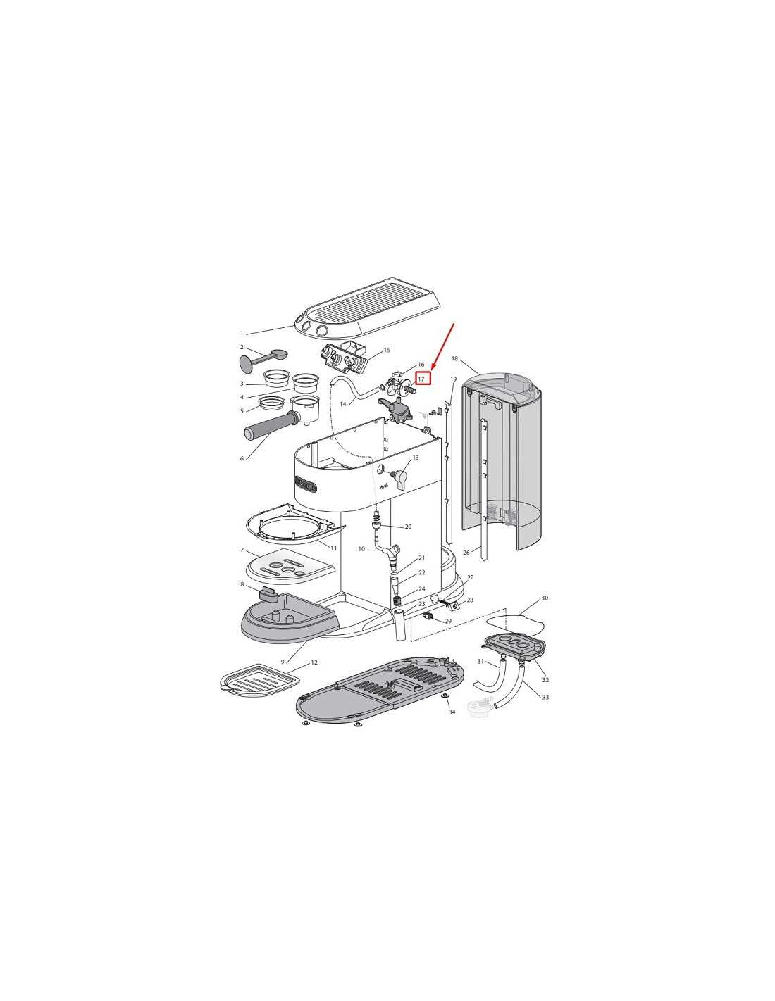 delonghi magnifica parts diagram