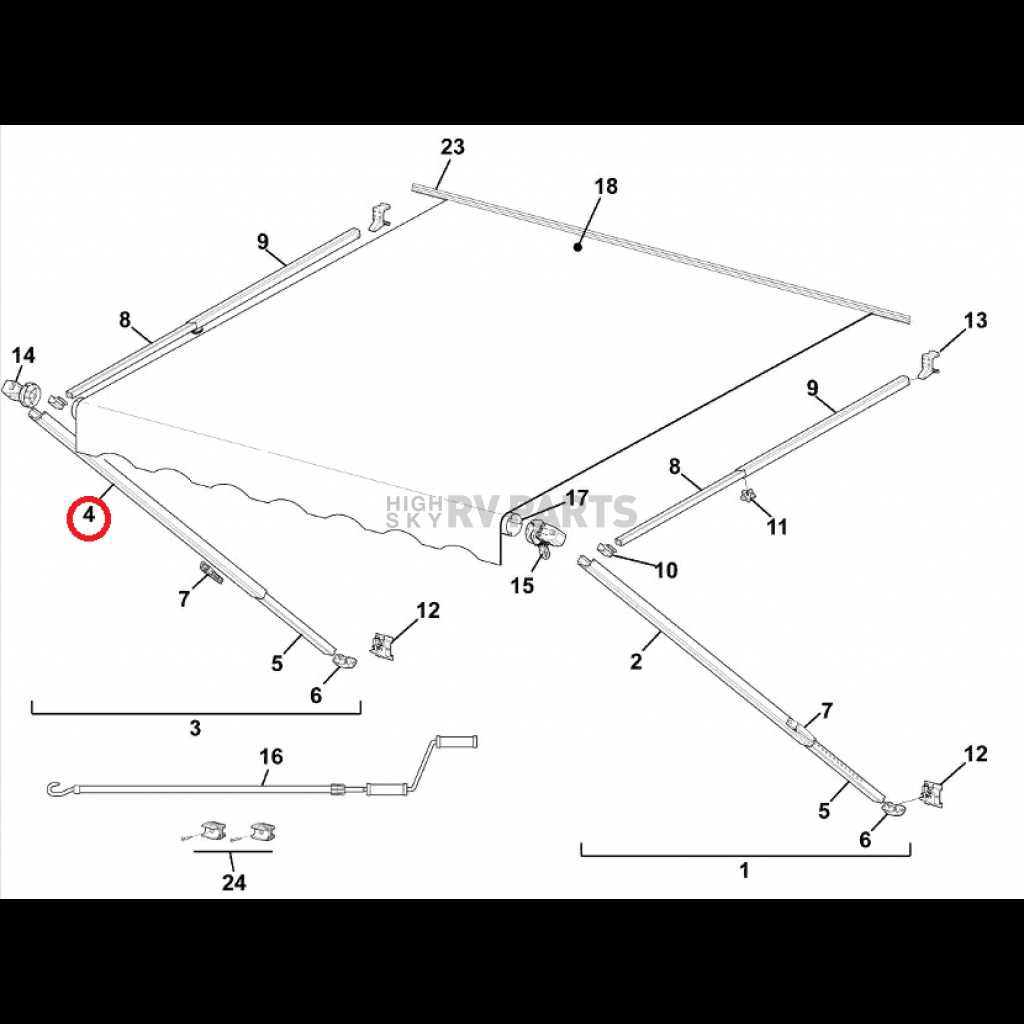 dometic 9100 awning parts diagram