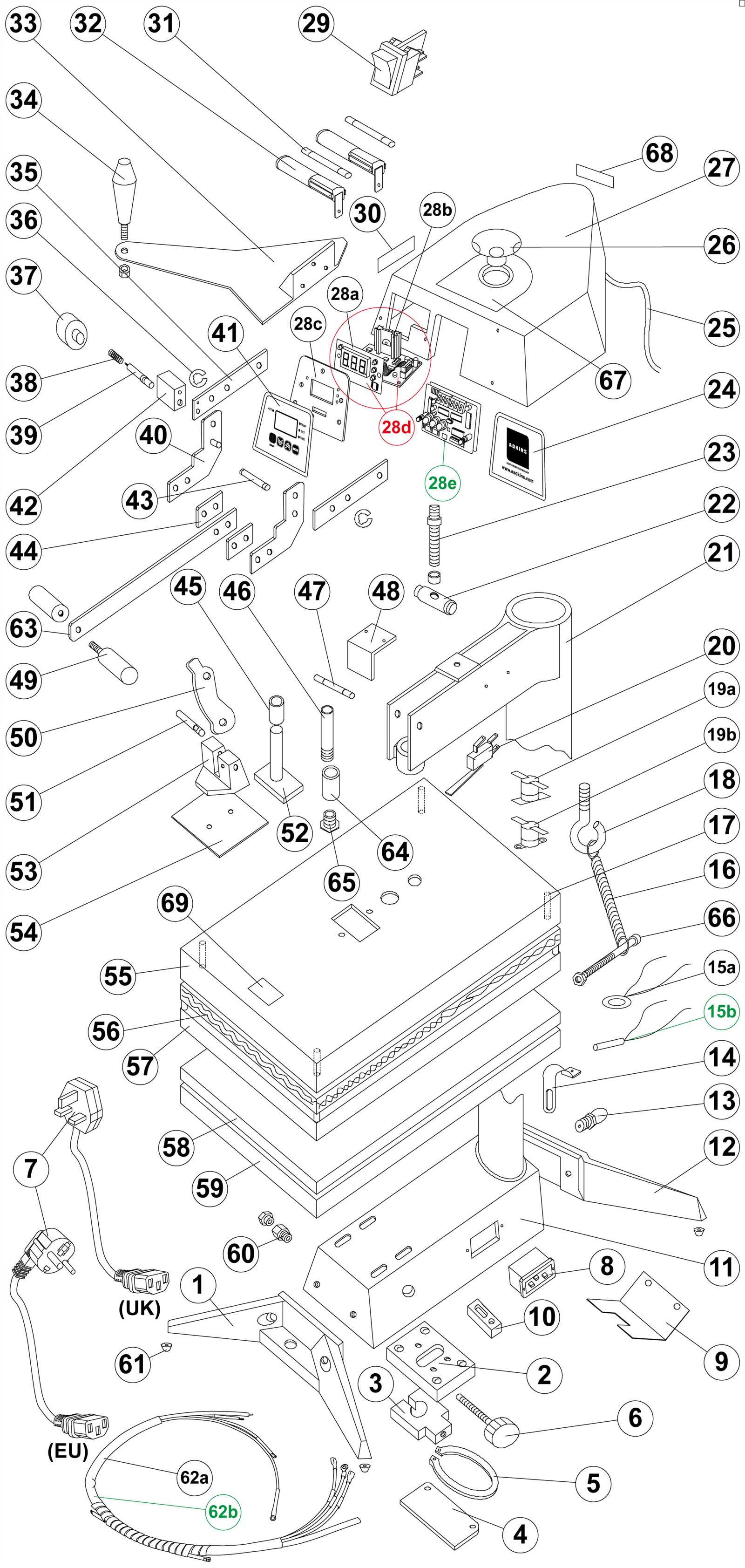 heat press parts diagram