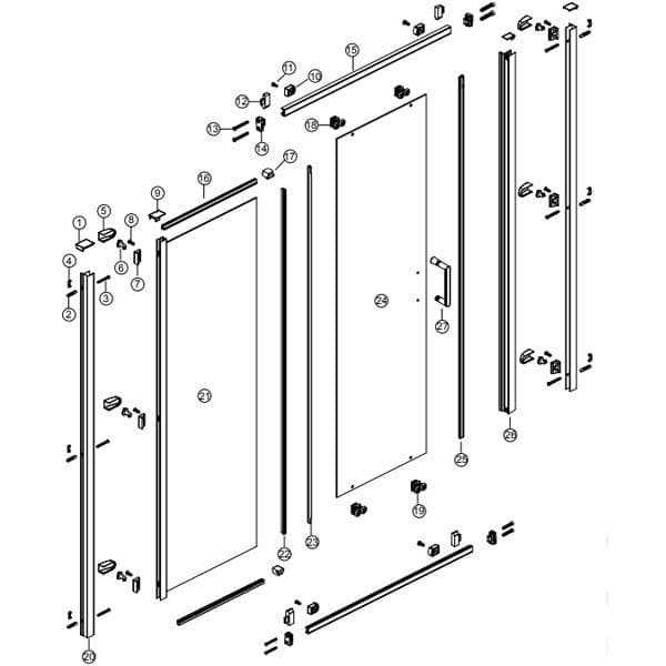 hinged shower door parts diagram