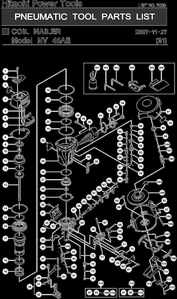 hitachi nail gun parts diagram