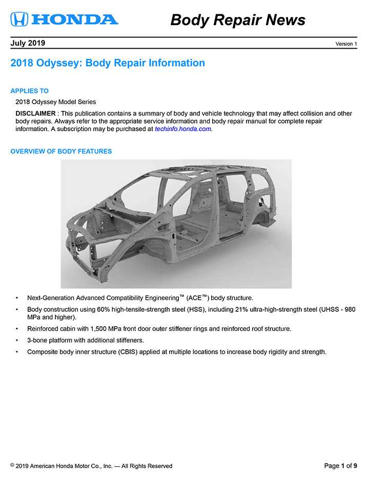 honda odyssey body parts diagram