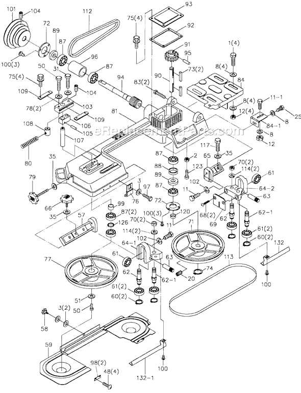 horizontal band saw parts diagram