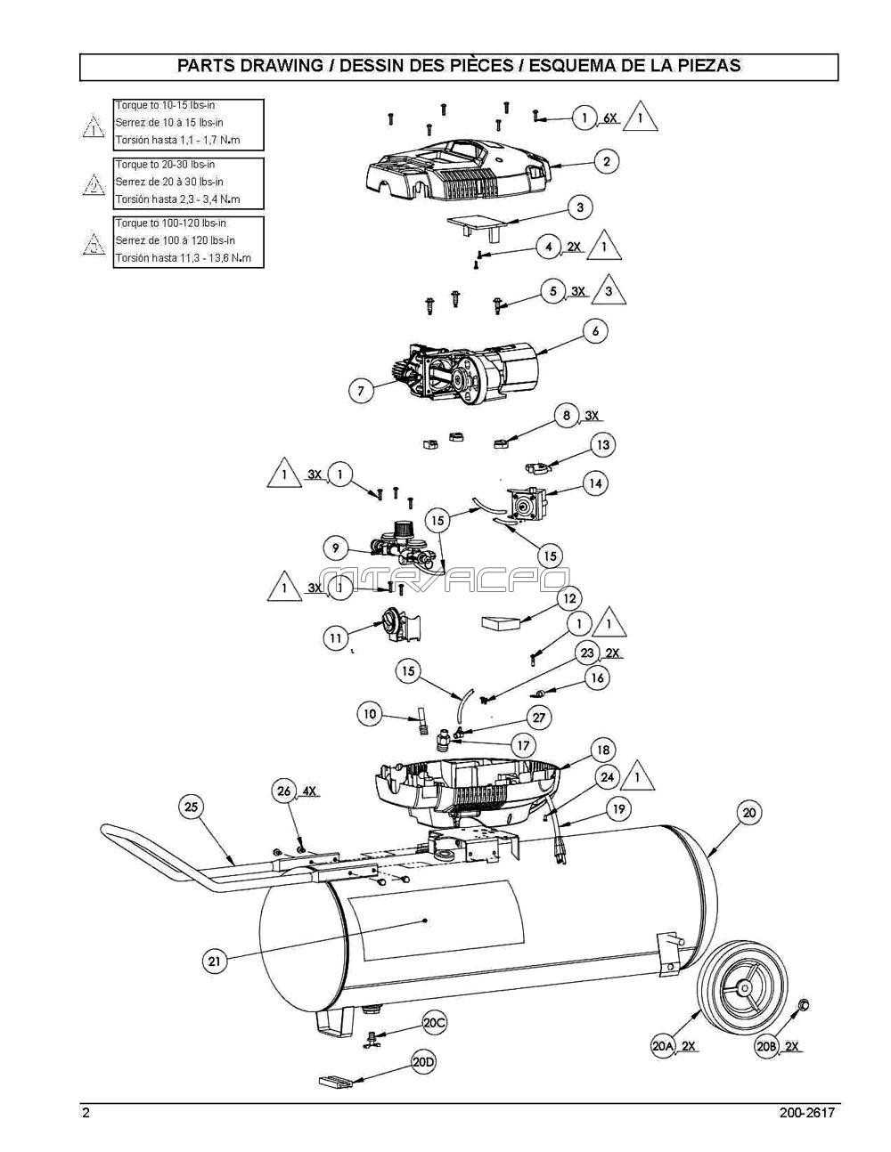 husky air compressor parts diagram