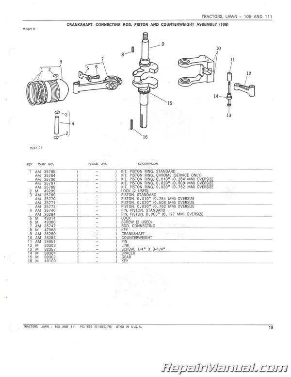 john deere 111 mower deck parts diagram