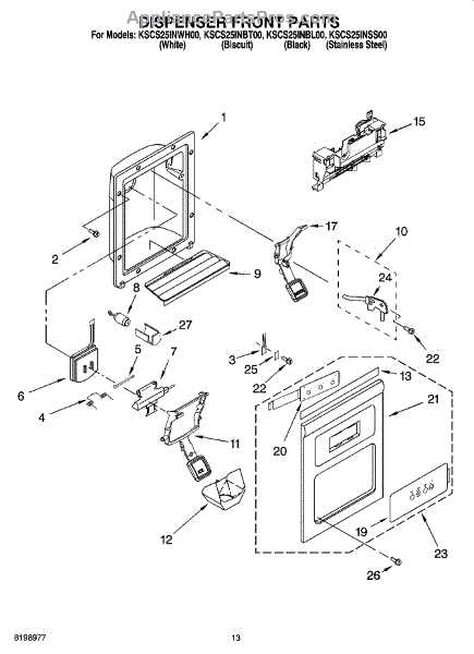 kitchen aid refrigerator parts diagram