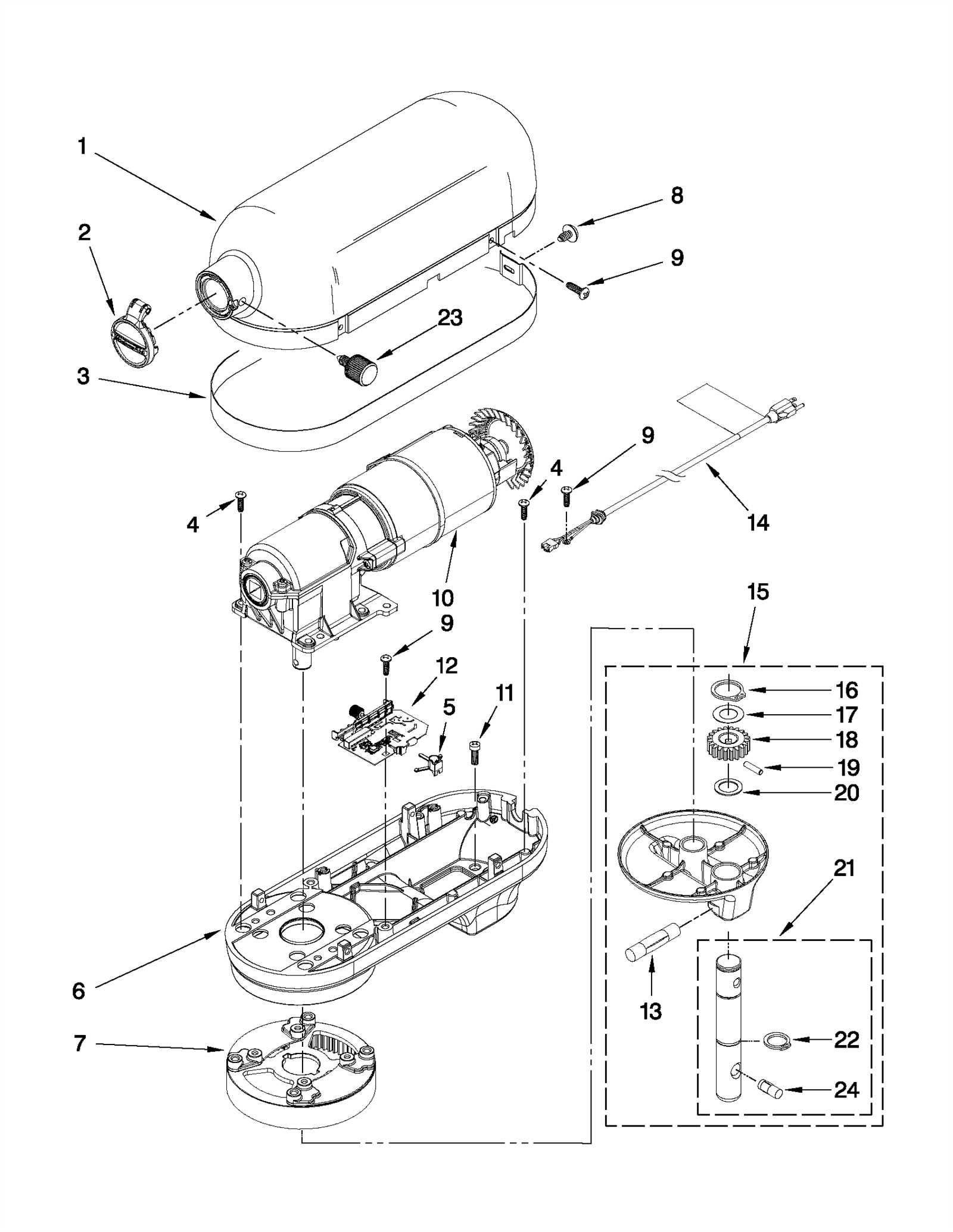 kitchenaid artisan parts diagram