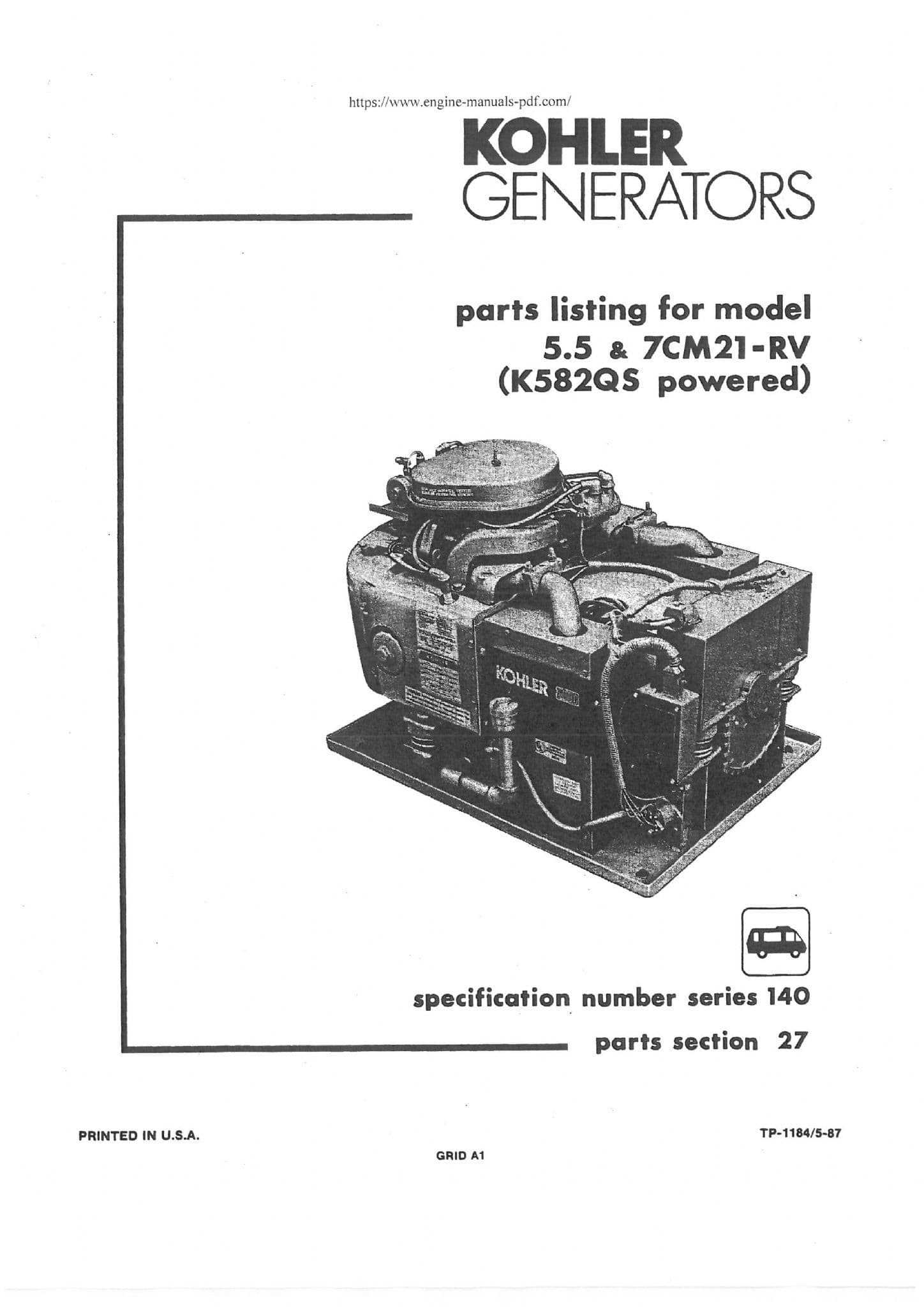 kohler marine generator parts diagram