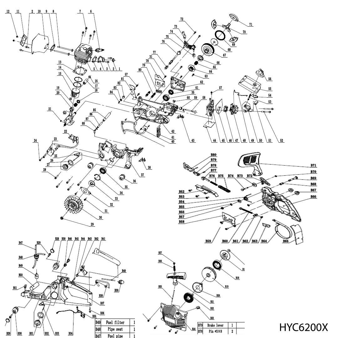 parts of a chainsaw diagram