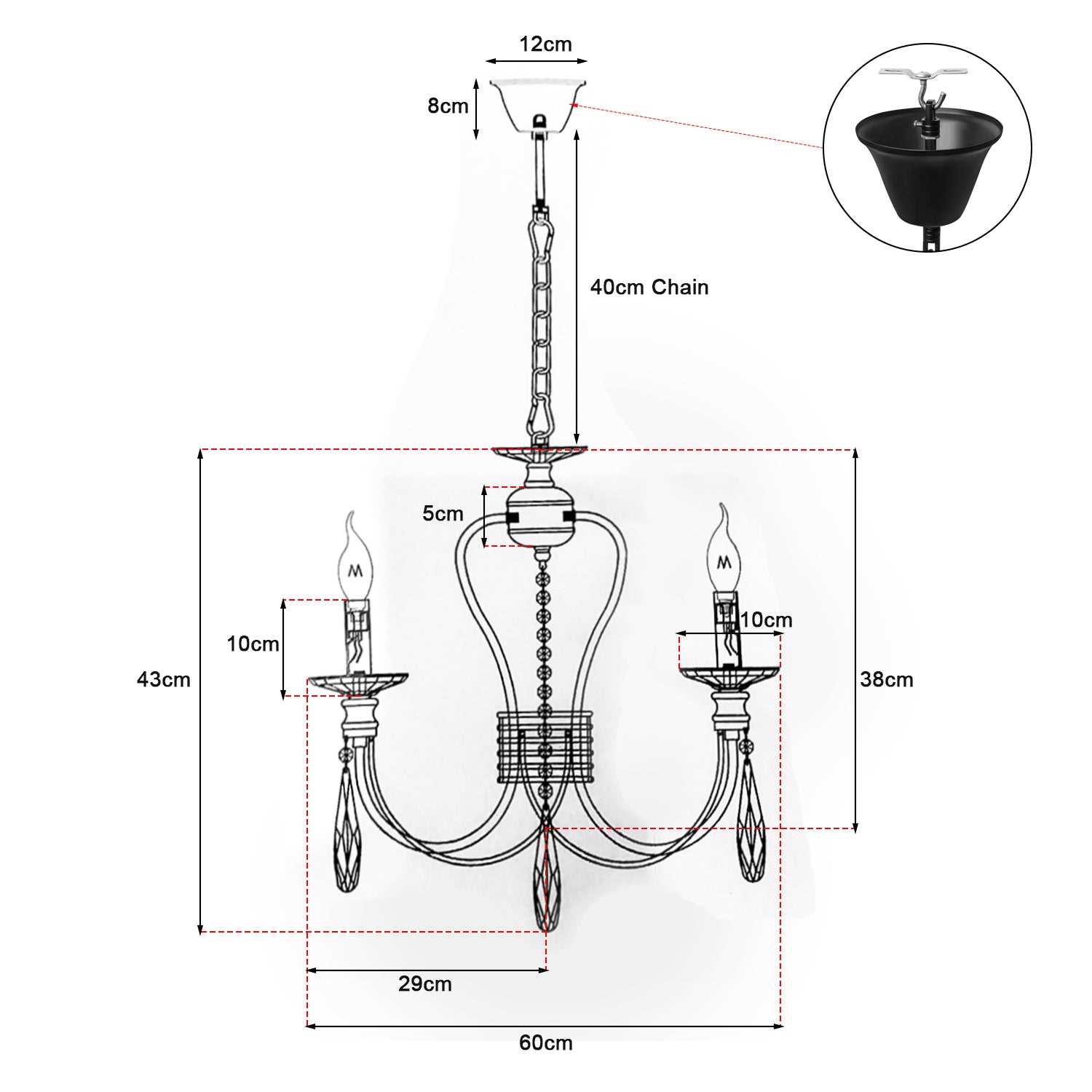 parts of a chandelier diagram