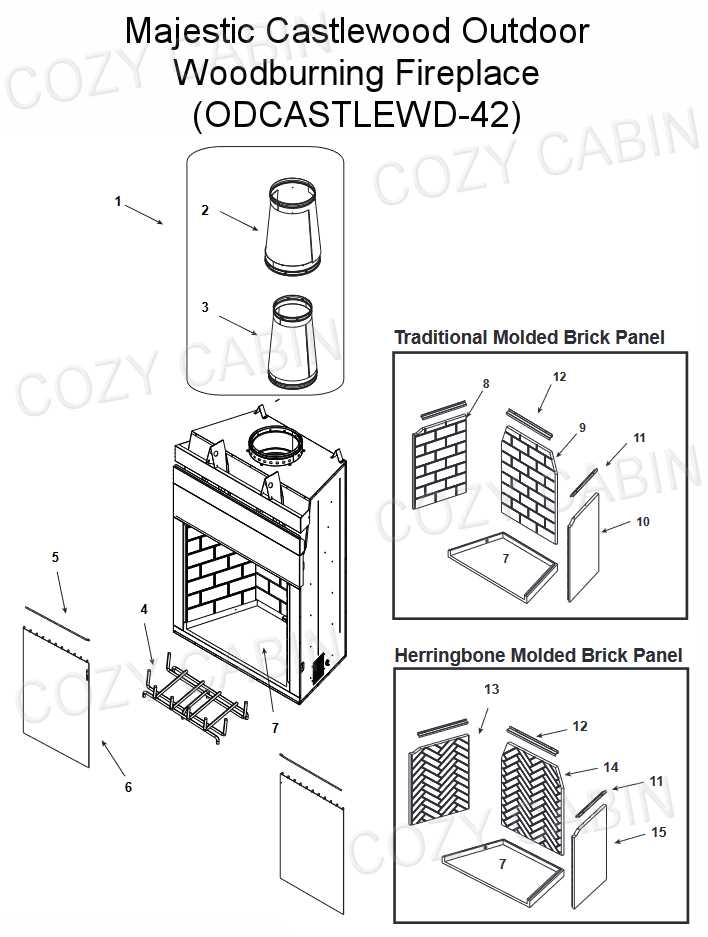 parts of a fireplace diagram