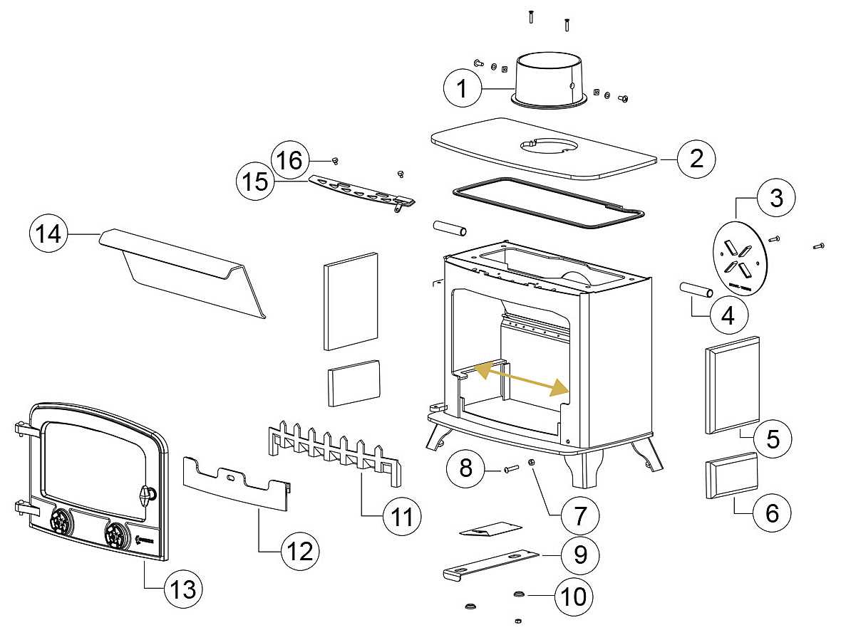 parts of a wood stove diagram