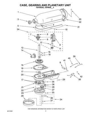 replacement kitchenaid mixer parts diagram