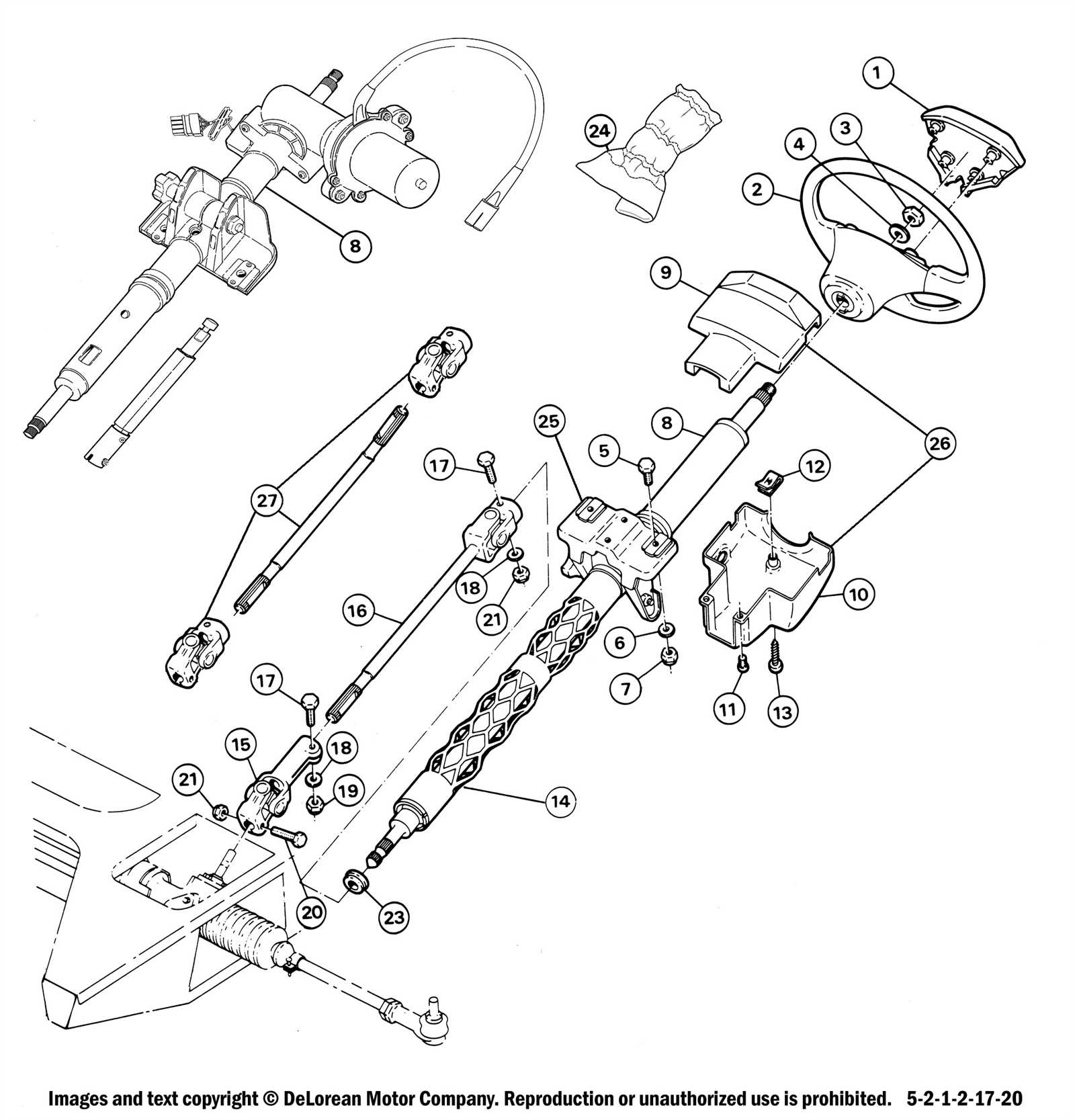 steering wheel parts diagram