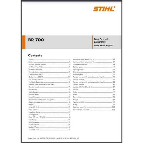 stihl br 700 parts diagram