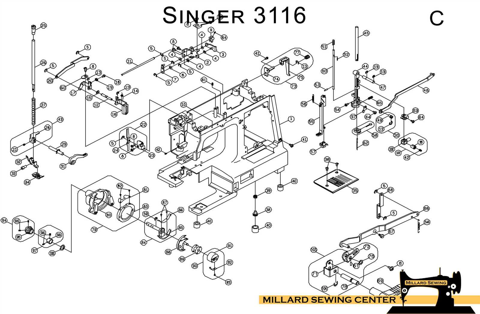 viking sewing machine parts diagram