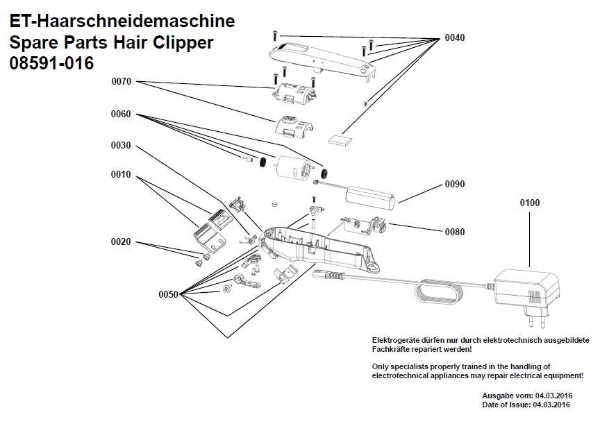 wahl trimmer parts diagram