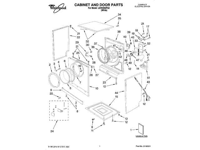 whirlpool electric dryer parts diagram