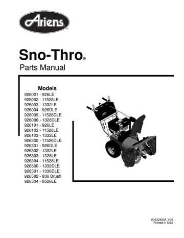 ariens 926le parts diagram