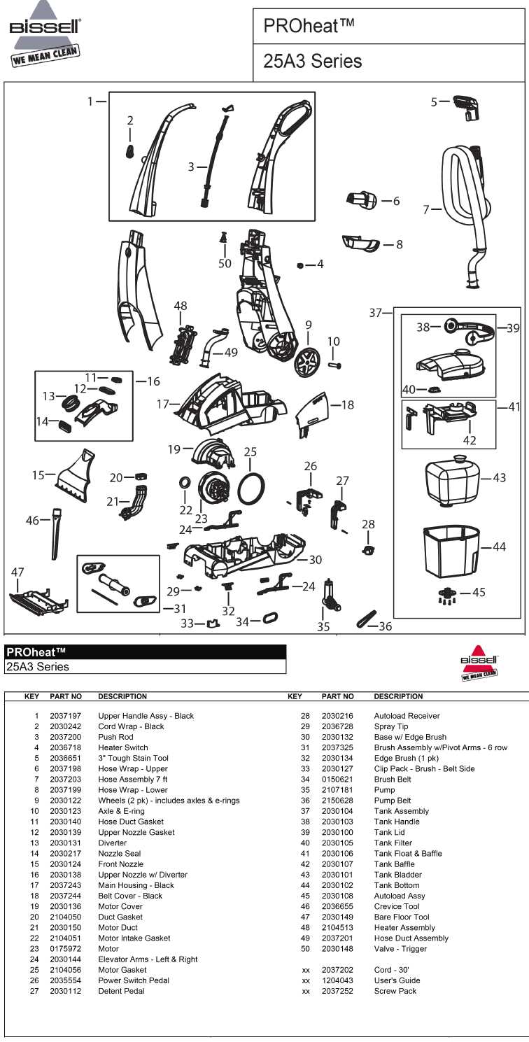 bissell carpet cleaner parts diagram