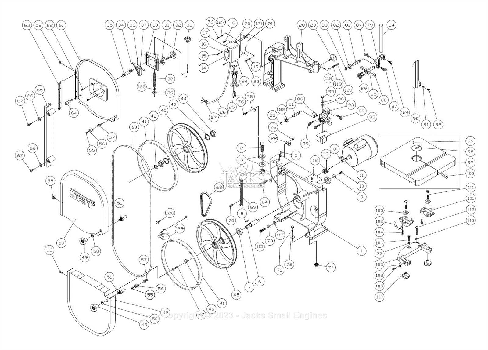 jet band saw parts diagram