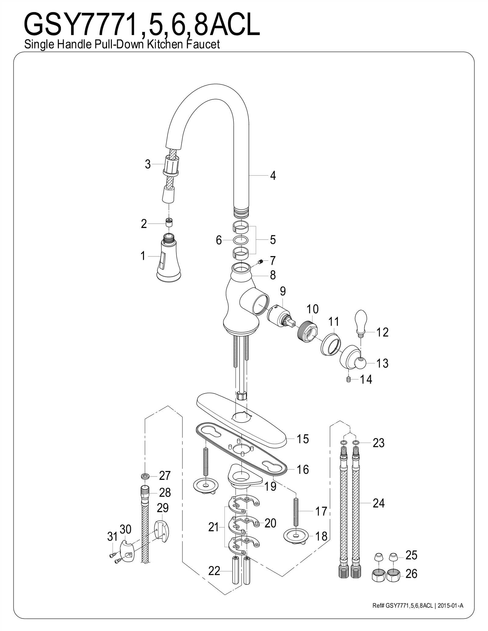 pfister kitchen faucet parts diagram