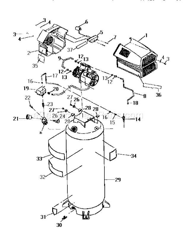 craftsman 33 gallon air compressor parts diagram