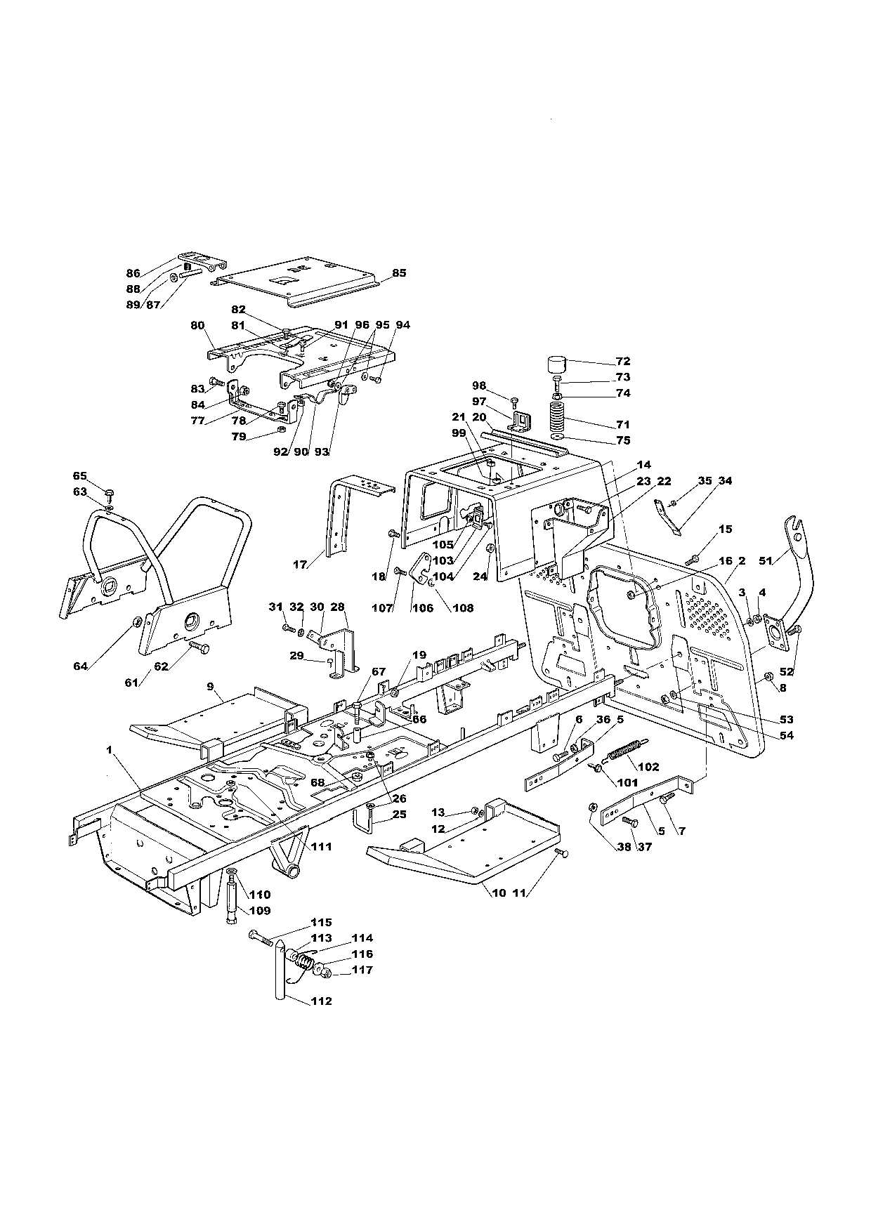 craftsman gt5000 steering parts diagram