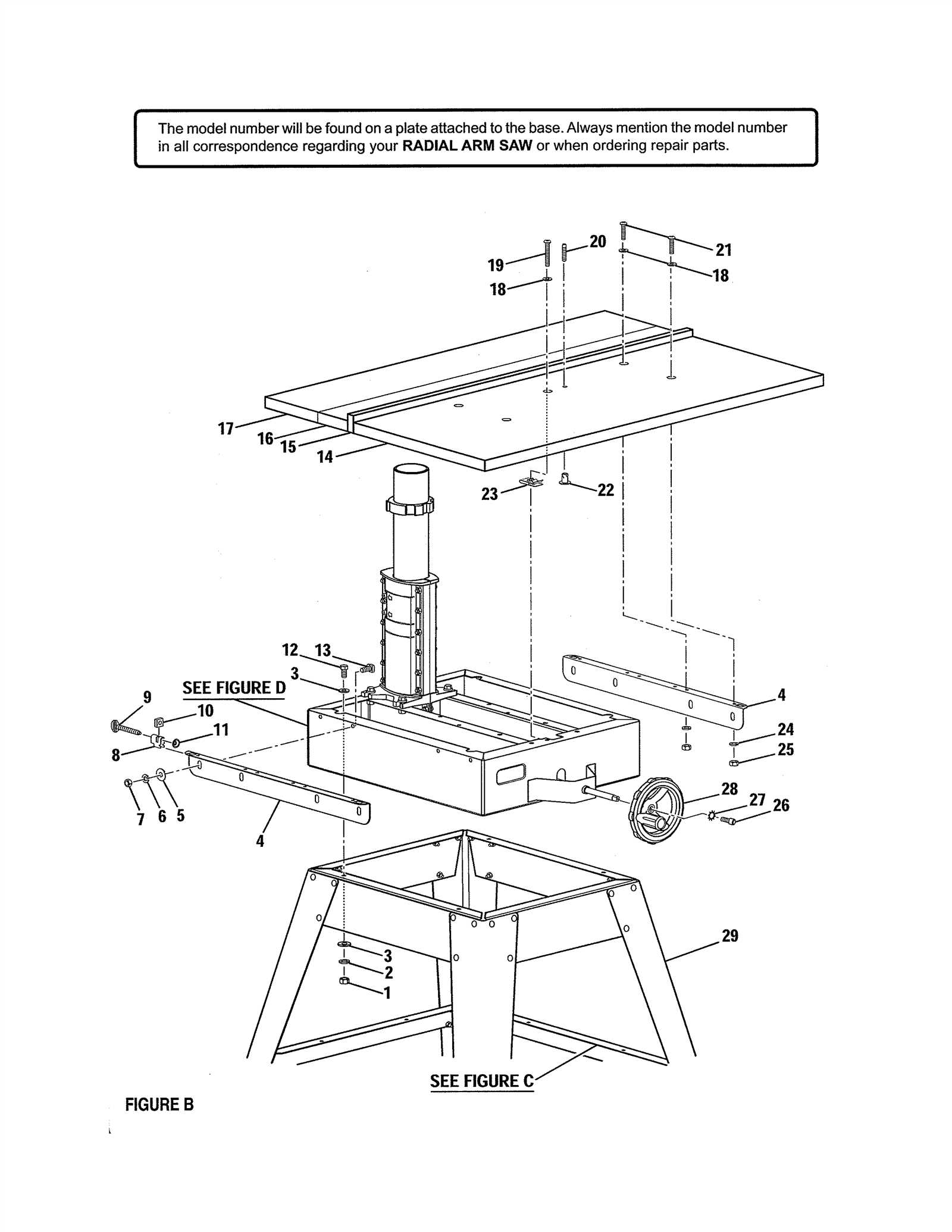 craftsman radial arm saw parts diagram