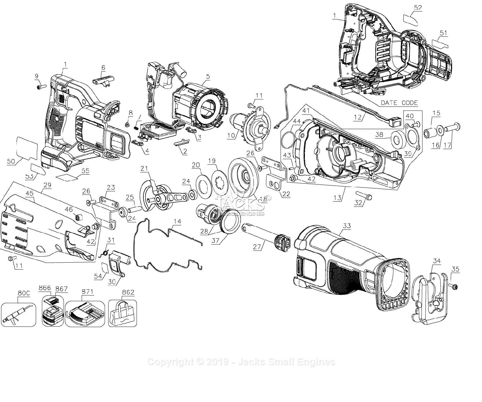 dewalt reciprocating saw parts diagram