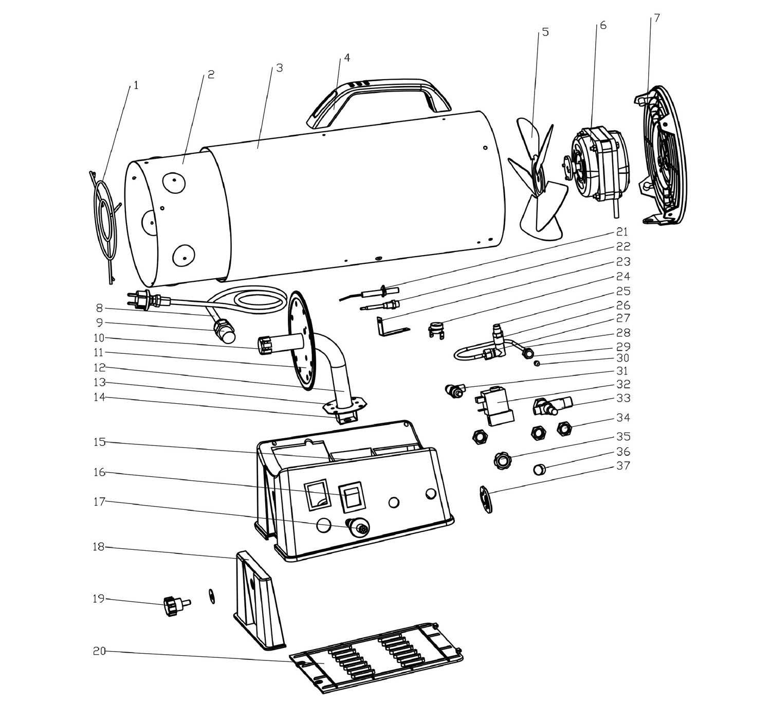 dyna glo heater parts diagram