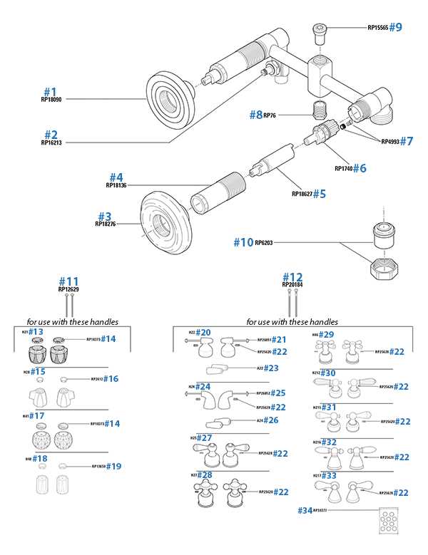 diagram shower faucet parts