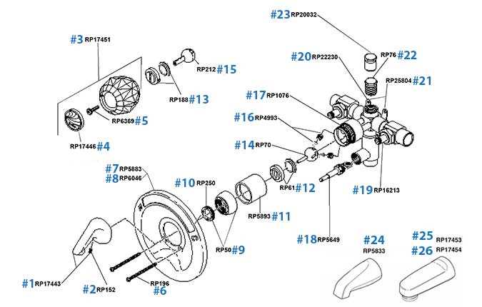 diagram shower faucet parts