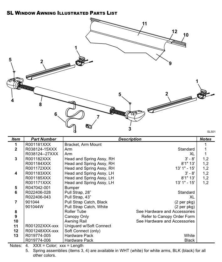 dometic a&e awning parts diagram