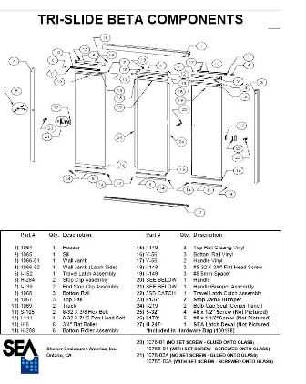 glass shower door parts diagram