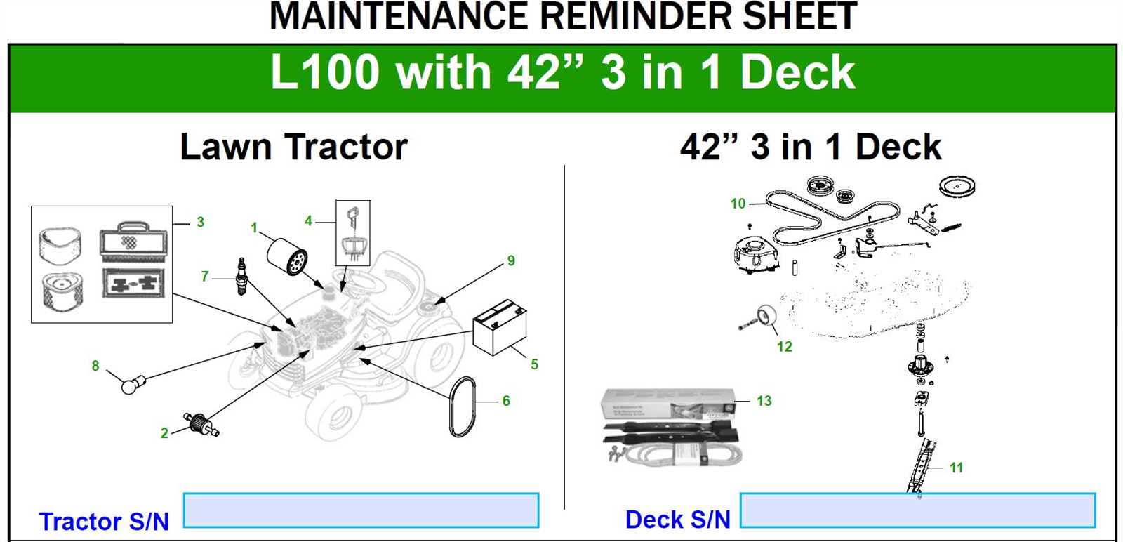 john deere l100 parts diagram