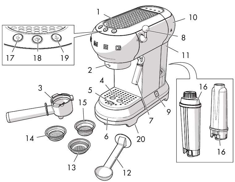 espresso machine parts diagram